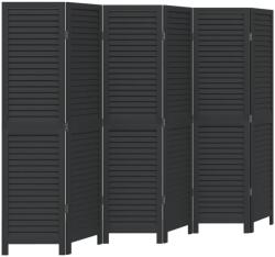 vidaXL 6 paneles fekete tömör császárfa térelválasztó (358857) (358857)