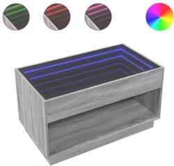 vidaXL szürke sonoma végtelen hatású LED-es dohányzóasztal 90x50x50 cm (847670) (847670)