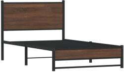 vidaXL barna tölgy színű fém ágykeret fejtámlával 100 x 190 cm (4007934) (4007934)