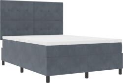 vidaXL Boxspring Ágy Matraccal & LED Fekete Szürke 160x200 cm Bársony (3343323) (3343323)