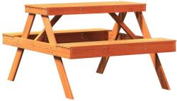 vidaXL viaszbarna tömör fenyőfa piknik asztal 105 x 134 x 75 cm (844649) (844649)