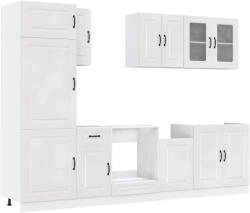 vidaXL 8 részes konyhai szekrény szett Kalmar fényes fehér műfa (3314793) (3314793)