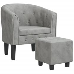 vidaXL világosszürke bársony kagylófotel lábtartóval (356477) (356477)