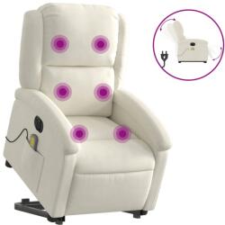 vidaXL elektromos felállást segítő krémszínű bársony masszázsfotel (3204342) (3204342)