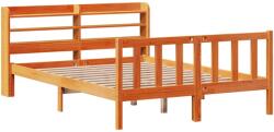 vidaXL viaszbarna tömör fenyőfa ágykeret fejtámlával 120 x 200 cm (3306597) (3306597)