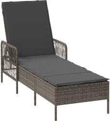 vidaXL Napozóágy Szürke és sötét szürke PE Rattan 157 x 55 x 92 cm (365427) (365427)