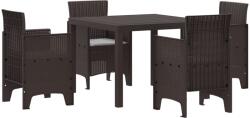 vidaXL 5 darabos kerti étkező garnitúra párnákkal barna poli rattan (3378539) (3378539)