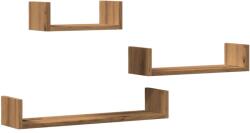 vidaXL 3 db kézműves tölgy színű szerelt fa fali polc (855793) (855793)