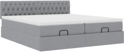 vidaXL Ottomán ágykeret matracokkal Világosszürke 200x200cm szövet (3312022) (3312022)