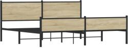 vidaXL sonoma tölgy színű fém ágykeret matrac nélkül 193 x 203 cm (3301403) (3301403)