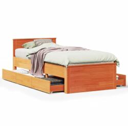 vidaXL barna tömör fenyőfa fejtámlás ágykeret matrac nélkül 90x190 cm (3308788) (3308788)