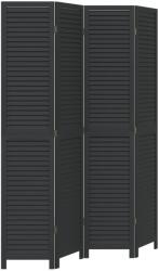 vidaXL 4 paneles fekete tömör császárfa térelválasztó (358851) (358851)