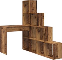 vidaXL Sarokíróasztal polcokkal tárolóval Régi fa 101, 5 x 149, 5 x 149, 5 cm (3337247) (3337247)