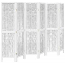 vidaXL 6 paneles fehér tömör császárfa térelválasztó (358681) (358681)