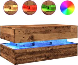 vidaXL antik fa színű dohányzóasztal LED-lámpákkal 90x50x40 cm (857718) (857718)