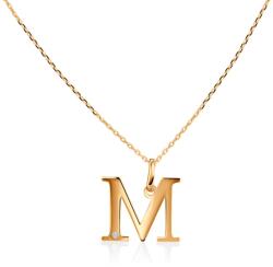 SAVICKI Колие с буква m, злато 585, диамант 0.04К, 45 см