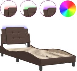 vidaXL barna műbőr ágykeret LED-világítással 80 x 200 cm (3214070) (3214070)