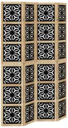 vidaXL 4 paneles barna és fekete tömör császárfa térelválasztó (358804) (358804)