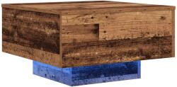 vidaXL Dohányzóasztal LED világítással, Régi fa 55x55x31 cm (862994) (862994)