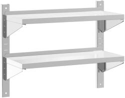 vidaXL 2 szintes ezüst rozsdamentes acél fali polc 75 x 30 x 60 cm (30313) (30313)
