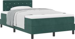 vidaXL Boxspring Ágy Mattal Sötétzöld Kicsi Dupla Bársony (3339095) (3339095)