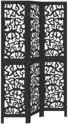 vidaXL 3 paneles fekete tömör császárfa térelválasztó (358750) (358750)