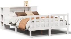 vidaXL fehér tömör fenyőfa könyvespolcos ágy matrac nélkül 120x200 cm (3321656) (3321656)