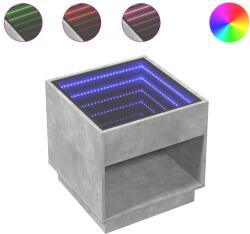 vidaXL betonszürke végtelen hatású LED-es dohányzóasztal 50x50x50 cm (847654) (847654)
