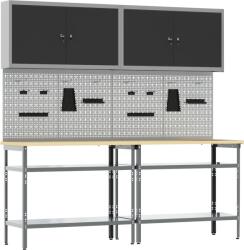 vidaXL 8 részes munkapad szett szürke acélból (3321500) (3321500)