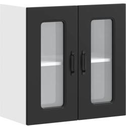 vidaXL Konyhai fali szekrény üvegajtóval Kalmar fekete színű fűrészáru (853668) (853668)