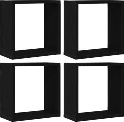 vidaXL 4 db fekete tölgyszínű szerelt fa fali kockapolc 30x15x30 cm (862056) (862056)