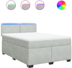 vidaXL világosszürke bársony rugós ágy matraccal 160x200 cm (3288648) (3288648)