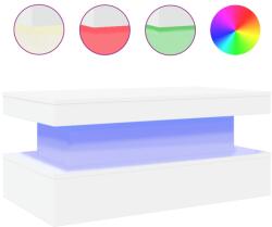 vidaXL fehér dohányzóasztal LED-lámpákkal 90x50x40 cm (839847) (839847)