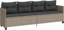 vidaXL világosszürke polyrattan napozóágy párnával (368331) (368331)