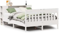 vidaXL fehér tömör fenyőfa könyvespolcos ágy matrac nélkül 140x190 cm (3323189) (3323189)