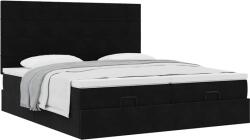 vidaXL Ottomán ágykeret matracokkal Fekete 200x200cm bársony (3313780) (3313780)