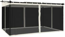 vidaXL krémszínű acél pavilon hálós oldalakkal 4 x 3 m (4003911) (4003911)