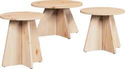 vidaXL Dohányzóasztal 3 pcs Természetes 49 x 49 x 30 cm Tömör fenyőfa (873538) (873538)