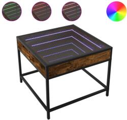 vidaXL füstös tölgy végtelen hatású LED-es dohányzóasztal 50x50x41 cm (847679) (847679)
