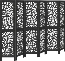 vidaXL 6 paneles fekete tömör császárfa térelválasztó (358761) (358761)