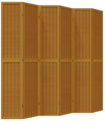 vidaXL 6 paneles barna tömör császárfa térelválasztó (358828) (358828)