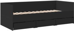 vidaXL fekete szerelt fa kanapéágy fiókokkal 90 x 200 cm (3280819) (3280819)