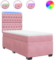 vidaXL rózsaszín bársony rugós ágy matraccal 100 x 200 cm (3293145) (3293145)
