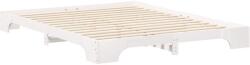 vidaXL Földi ágykeret tárolóval Fehér 160 x 220 cm Tömör fenyőfa (872924) (872924)