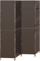 vidaXL Szobai Elválasztó 4 Paneles Összecsukható Barna 195x180 cm Poli Rattan (42003673) (42003673)