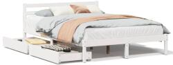 vidaXL fehér tömör fenyőfa ágy matrac nélkül 140 x 200 cm (3301541) (3301541)