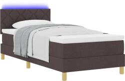 vidaXL Box Spring ágy matraccal és LED világítással sötétbarna 90x200 cm szövet (3342488) (3342488)