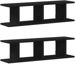 vidaXL 2 db fekete tölgyszínű szerelt fa fali polc 75 x 18 x 20 cm (862060) (862060)