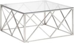 vidaXL ezüstszínű rozsdamentes acél és edzett üveg dohányzóasztal (349977) (349977)