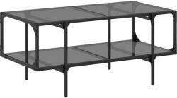 vidaXL acél dohányzóasztal fekete üveglappal 98, 5 x 50 x 45 cm (846043) (846043)